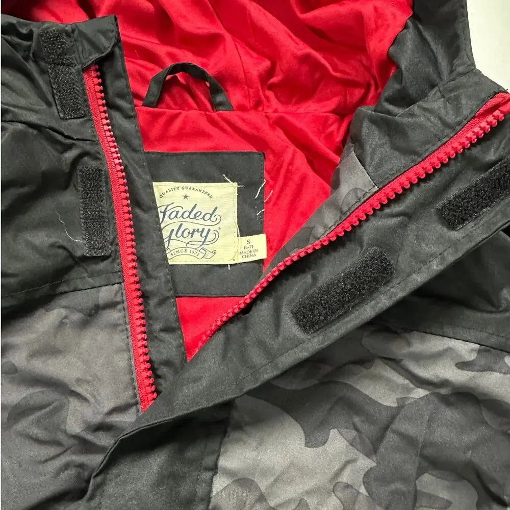 Faded Glory Boys Small NEW NWT Black Camouflauge Rain Jacket